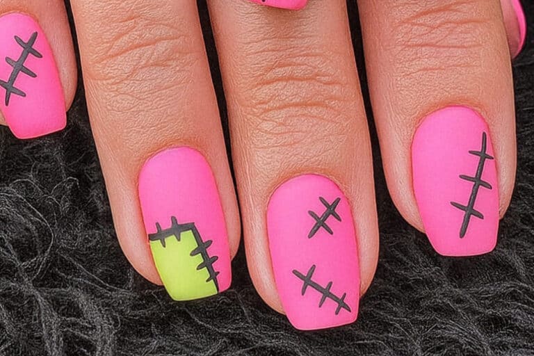 31 Cute & Spooky Pink Halloween Nails