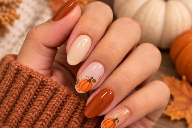 18 Adorable Fall Pumpkin Nail Designs